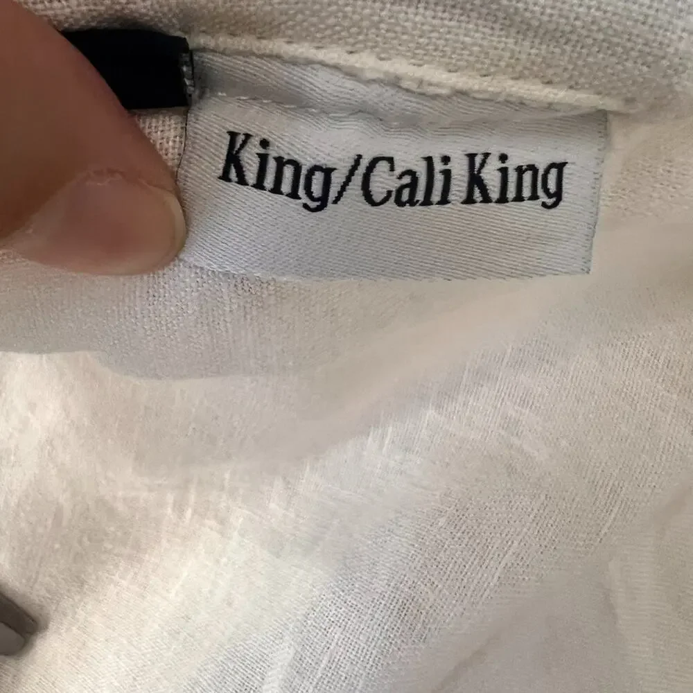Brooklinen European Linen Duvet Cover Striped King Cali King Soft beige Ivory